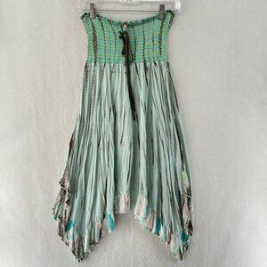 American Rag Cie Tube Dress Womens L Green Smocked A Line Boho Summer Stretch